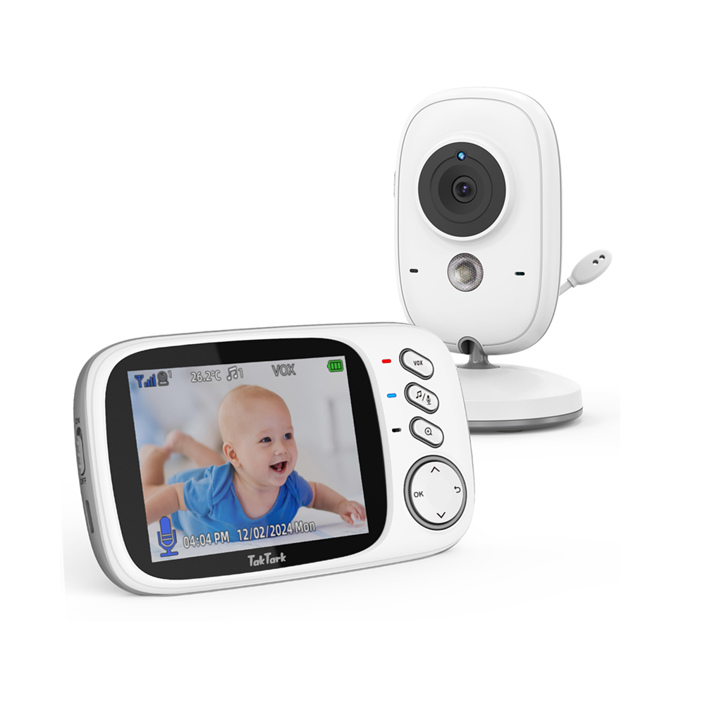 Wearable Baby Monitor - ทัคทาร์ค 3.2 นิ้วจอภาพวิดีโอไร้สายสำหรับเด็กอัตโนมัติการมองเห็นตอนกลางคืนอินเตอร์คอมแบบสองทางการตรวจสอบอุณหภูมิกล้องเฝ้าระวังพี่เลี้ยงเด็ก
