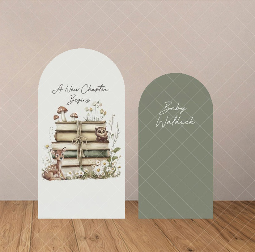 Baby Nursery Forest Theme - ฉากหลังงานเลี้ยงฉลองทารกในธีมป่าไม้ พร้อมของตกแต่งงานปาร์ตี้ธีมสัตว์ป่า น่ารัก สดใส เหมาะสำหรับตกแต่งห้องเด็กอ่อน
