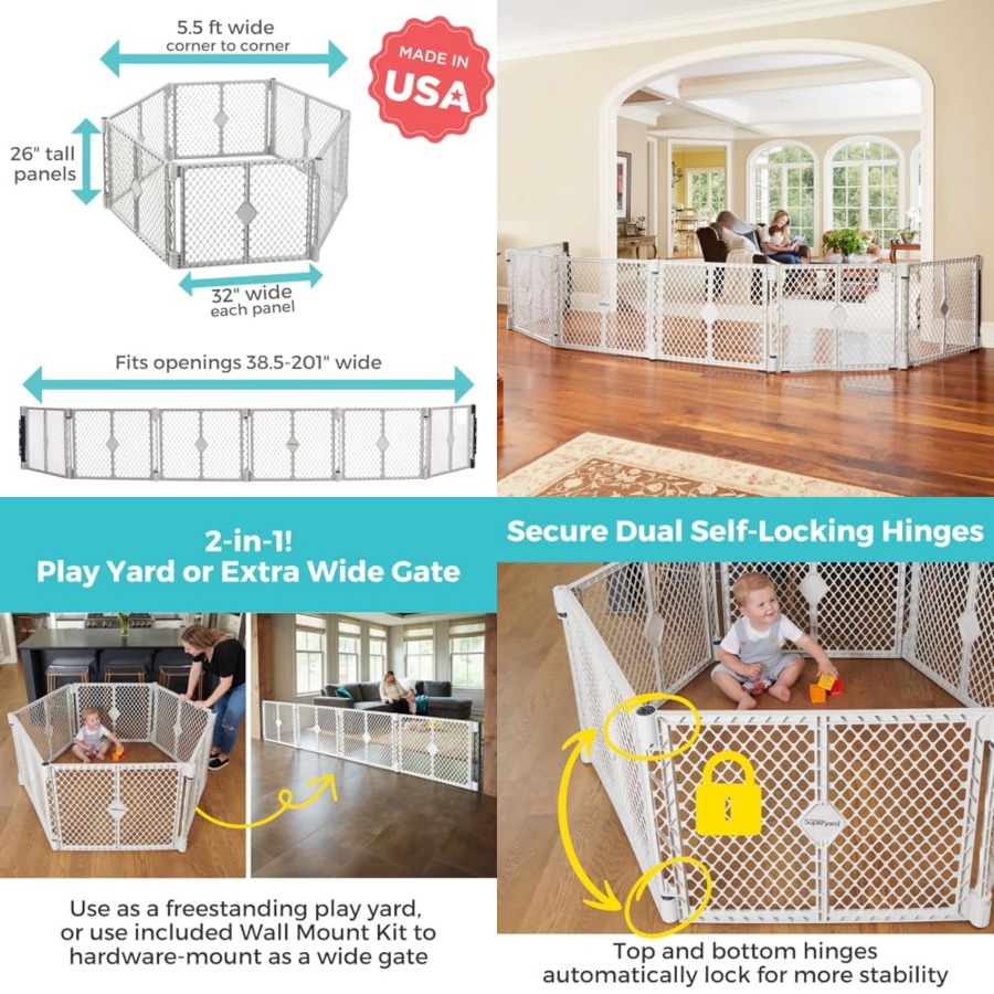 Baby Gate Extra Wide - ประตูรั้วกั้นเด็กแบบกว้างพิเศษ Superyard Duo และคอกกั้นเด็ก: คอกกั้น 6