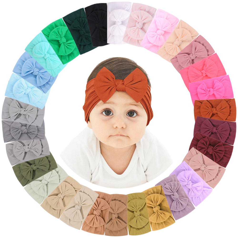Baby Wrap Stretchy - 10/20pcs 6.1 ''ไนลอนนุ่มถักโบว์ไนลอนสําหรับเด็กทารกหวานทารกเด็กวัยหัดเดิน Elastic HEAD Wraps