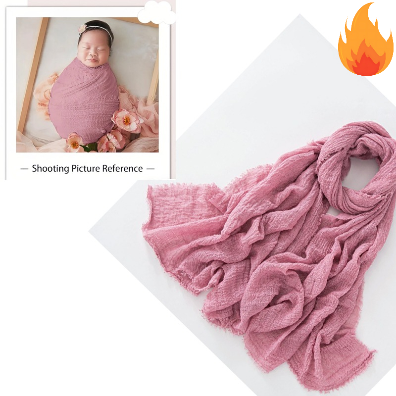 Baby Wrap Stretchy - ผ้าห่อตัวเด็กแรกเกิดสำหรับช่างภาพ - ผ้าห่อตัวผ้าฝ้ายผสมป่านยืดหยุ่นพร้อมชายครุย, ผ้าห่มเด็กเนื้อผ้าลอนนุ่มสบายสำหรับการถ่ายภาพ