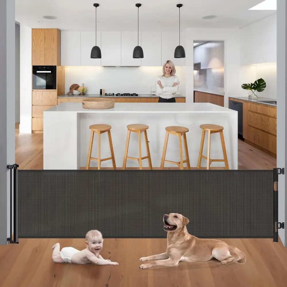 Baby Gate Extra Wide - ประตูกั้นเด็กแบบยืดหดได้ ขนาดกว้างพิเศษ 118 นิ้ว สำหรับช่องเปิดขนาดใหญ่ ประตูกั้นนิรภัยแบบตาข่ายสำหรับบันได