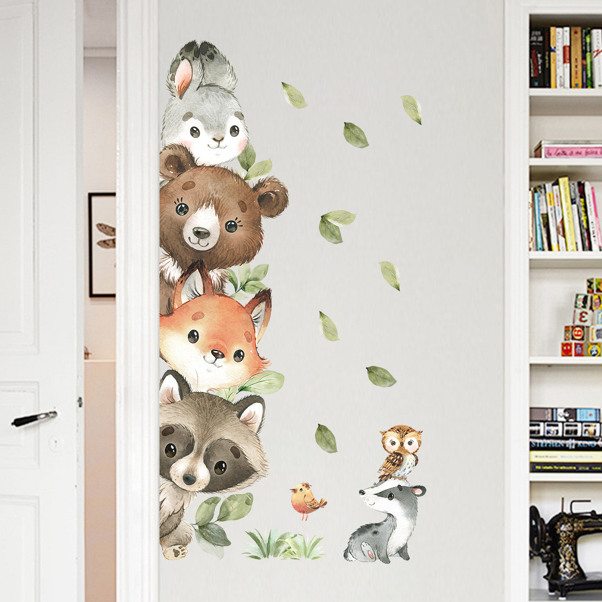 Baby Nursery Forest Theme - สติ๊กเกอร์ติดผนังลายสัตว์ป่า หมี กวาง กระต่าย สำหรับตกแต่งห้องเด็ก ห้องเด็กอ่อน