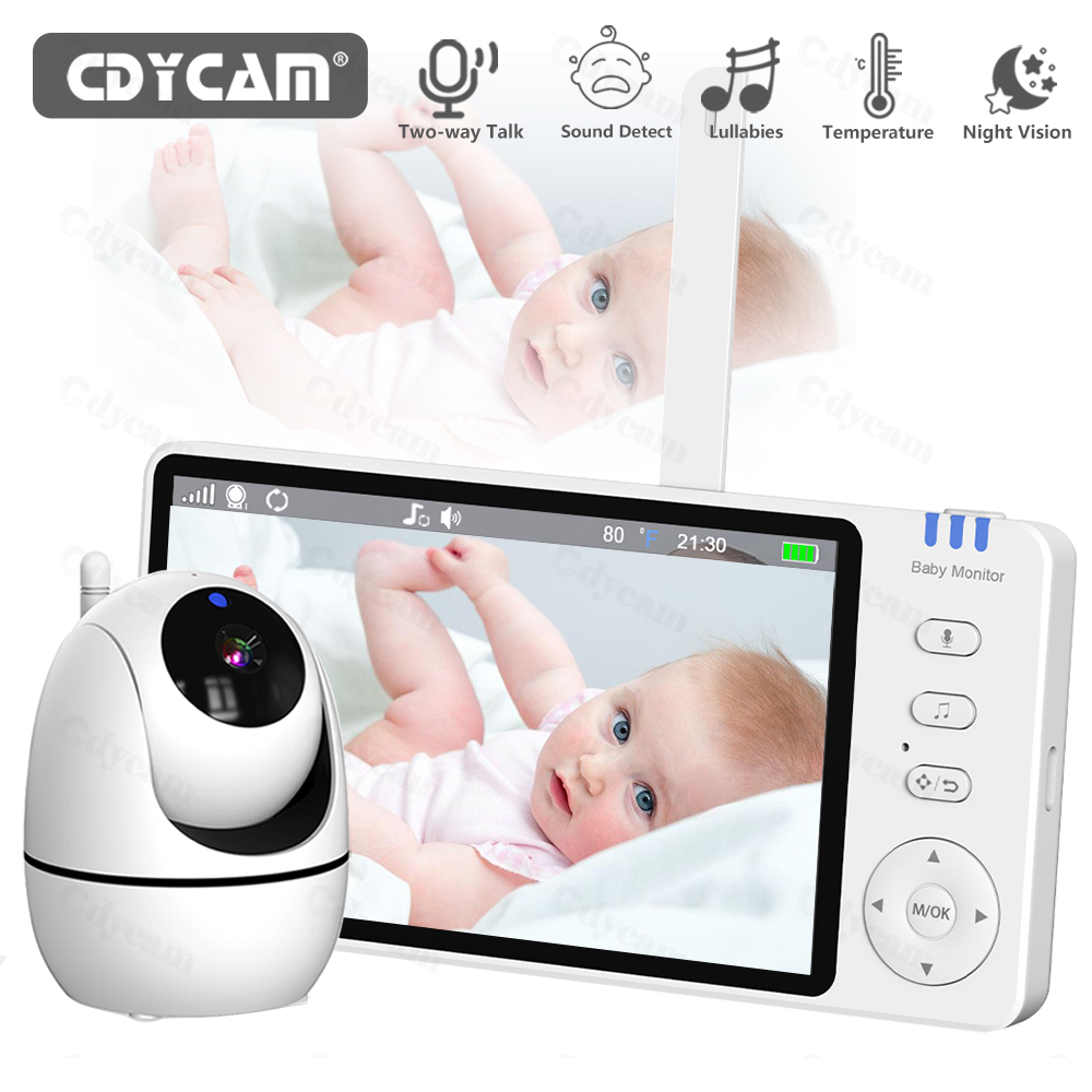 Wearable Baby Monitor - วิดีโอเบบี้มอนิเตอร์พร้อมกล้องและเสียง, จอภาพขนาด 5 นิ้ว, ไม่มีอินเตอร์เน็ตไร้สาย, กล้องเด็กแบบหมุน-เอียง-ซูมระยะไกล,