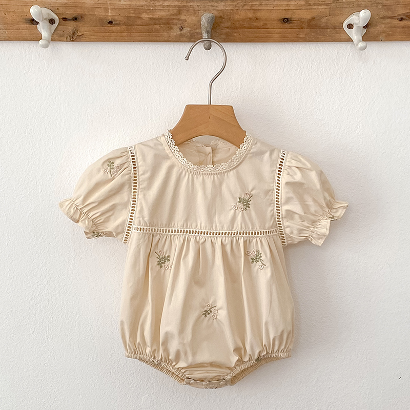 Baby Nursery Embroidery - 0-24M เด็กทารก Rompers เย็บปักถักร้อยทารกแรกเกิดเสื้อผ้าเด็กผู้หญิงสีขาวผ้าฝ้ายนุ่ม Romper บอดี้สูททารกเสื้อผ้าทารกแรกเกิดเสื้อผ้าฤดูร้อน