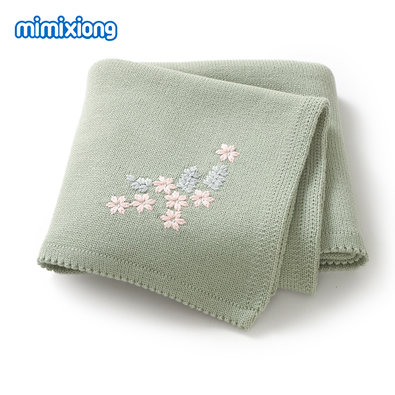 Baby Nursery Embroidery - แฟชั่นดอกไม้ปักผ้าห่มเด็ก 90*70 ซม.Super Soft ทารกแรกเกิดรถเข็นเด็กเนอสเซอรี่ Travel