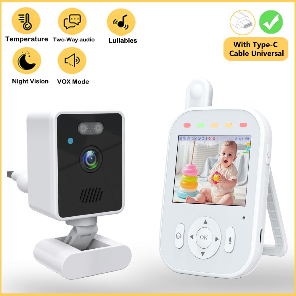 Wearable Baby Monitor - กล้องวงจรปิดสำหรับเด็กแบบไร้สายในอาคาร หน้าจอ 2.8 นิ้ว พร้อมระบบเสียงสองทาง มองเห็นในที่มืด