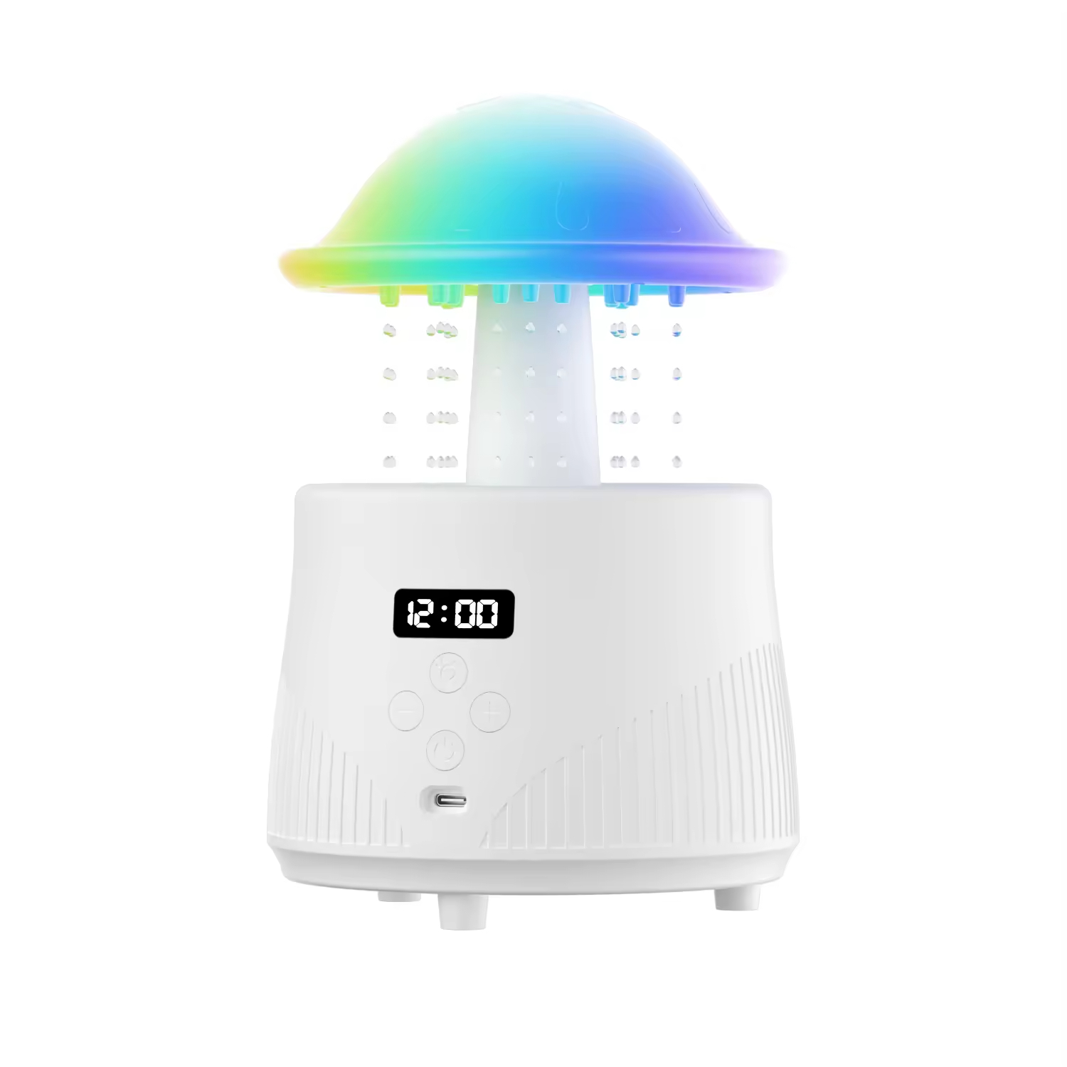 Baby Nursery Humidifier - ลำโพงเครื่องเพิ่มความชื้นรูปหยดน้ำ - ไฟกลางคืนรูปเห็ด 4-in-1 ไร้เสียงรบกวน พร้อมฟังก์ชั่นพ่นไอน้ำและเสียง