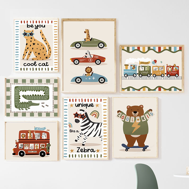 ภาพวาดการ์ตูนสัตว์ตลกๆ สำหรับต - Baby Nursery Animal Prints บทวิจารณ์และราคา