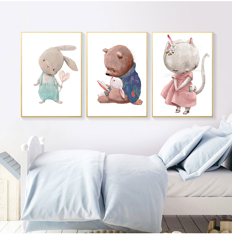 ภาพพิมพ์ศิลปะตกแต่งแบบไม่มีกรอ - Baby Nursery Animal Prints บทวิจารณ์และราคา