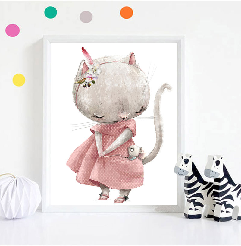 ภาพพิมพ์ศิลปะตกแต่งแบบไม่มีกรอ - Baby Nursery Animal Prints บทวิจารณ์และราคา