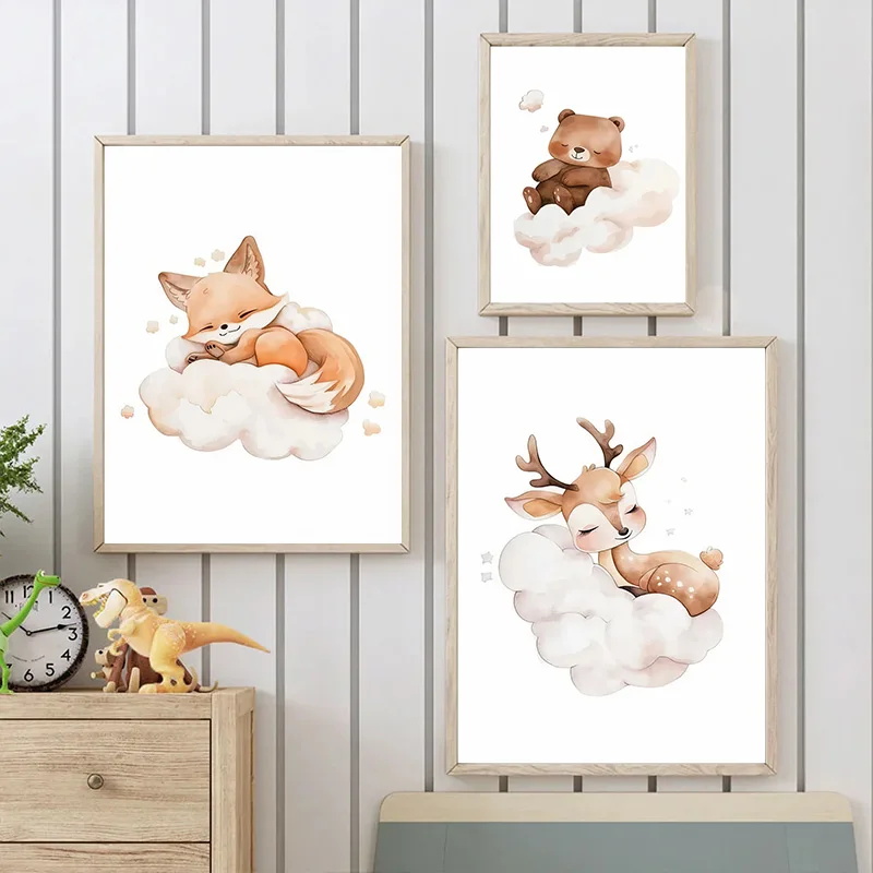 ภาพพิมพ์บนผ้าใบลายการ์ตูนสัตว์ - Baby Nursery Picture Frames บทวิจารณ์และราคา