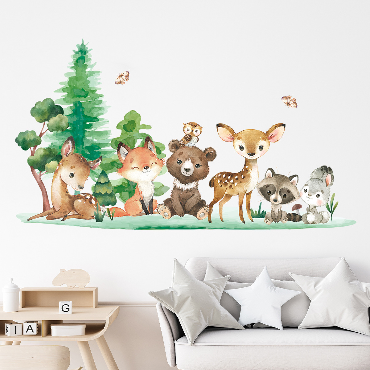 สติ๊กเกอร์ติดผนังลายสัตว์ป่า ห - Baby Nursery Forest Theme บทวิจารณ์และราคา