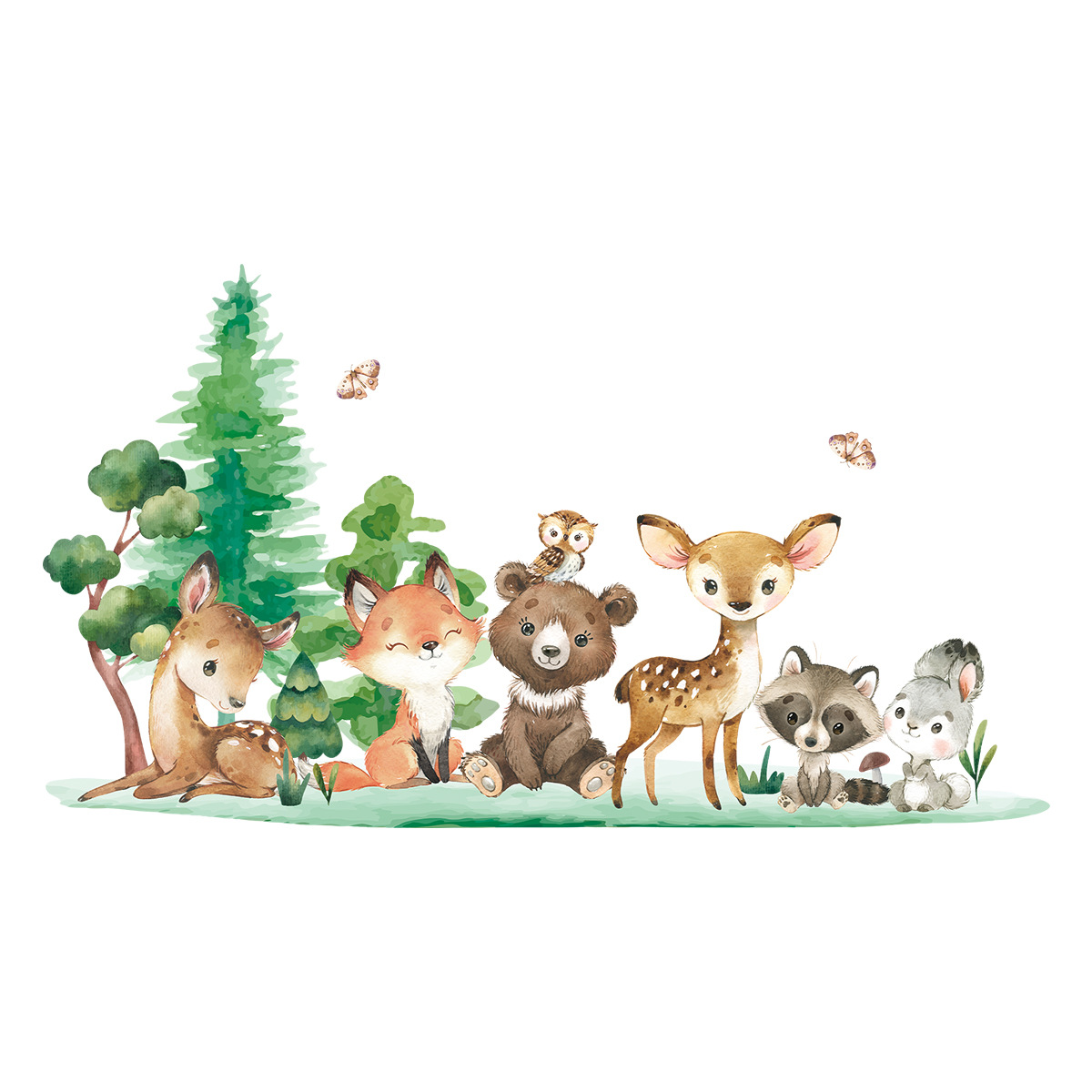 สติ๊กเกอร์ติดผนังลายสัตว์ป่า ห - Baby Nursery Forest Theme บทวิจารณ์และราคา