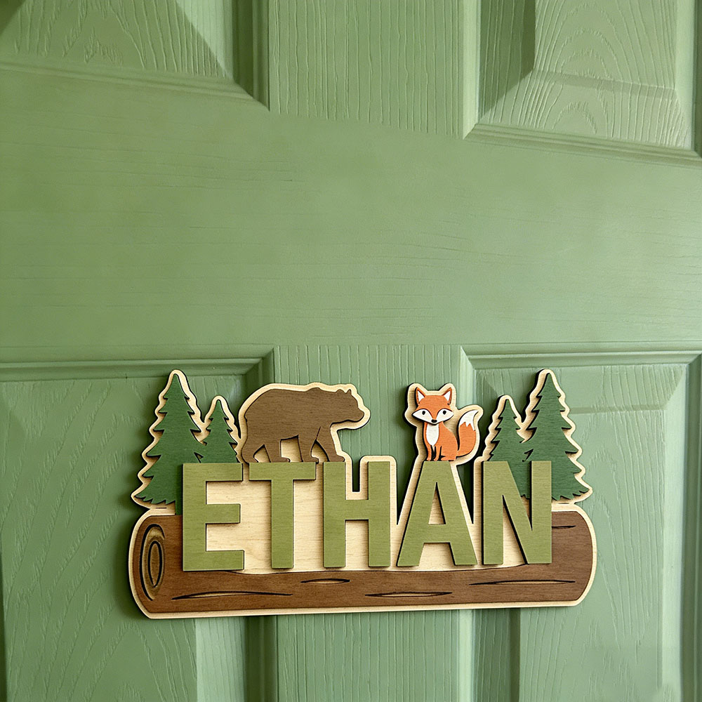 ป้ายไม้สลักชื่อสัตว์ป่า หมี สุ - Baby Nursery บทวิจารณ์และราคา