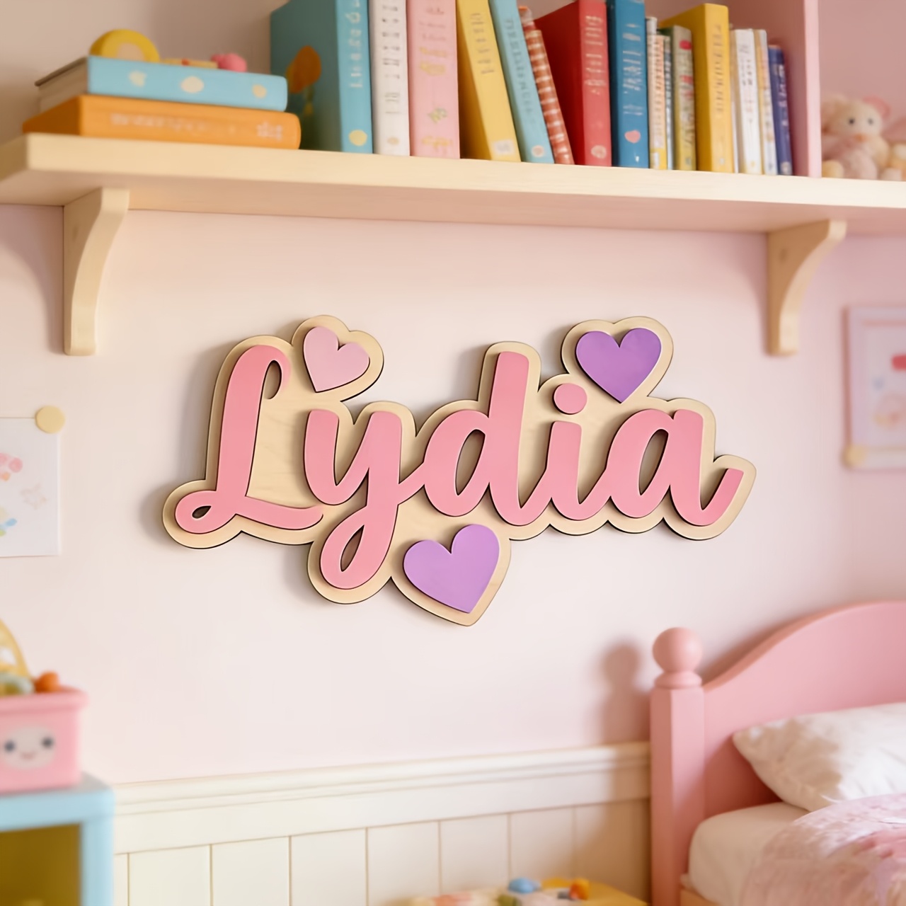 ป้ายชื่อรูปหัวใจไล่เฉดสีแบบปรั - Baby Nursery บทวิจารณ์และราคา