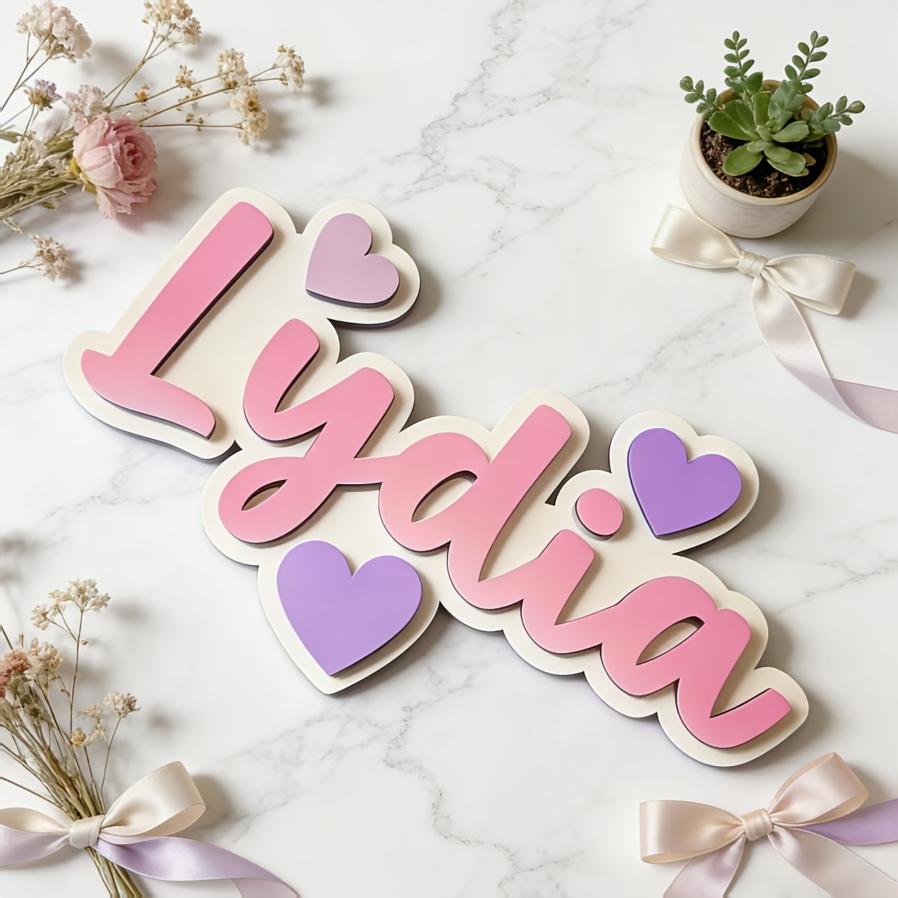 ป้ายชื่อรูปหัวใจไล่เฉดสีแบบปรั - Baby Nursery บทวิจารณ์และราคา