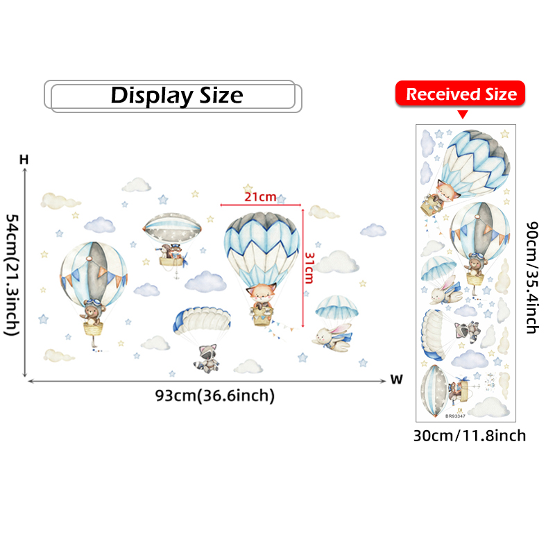 การ์ตูนสัตว์น่ารัก Hot Air บอล - Baby Nursery Animal Prints บทวิจารณ์และราคา