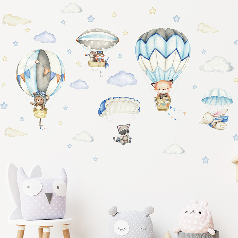 การ์ตูนสัตว์น่ารัก Hot Air บอล - Baby Nursery Animal Prints บทวิจารณ์และราคา