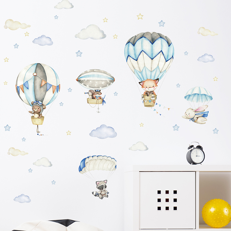 การ์ตูนสัตว์น่ารัก Hot Air บอล - Baby Nursery Animal Prints บทวิจารณ์และราคา