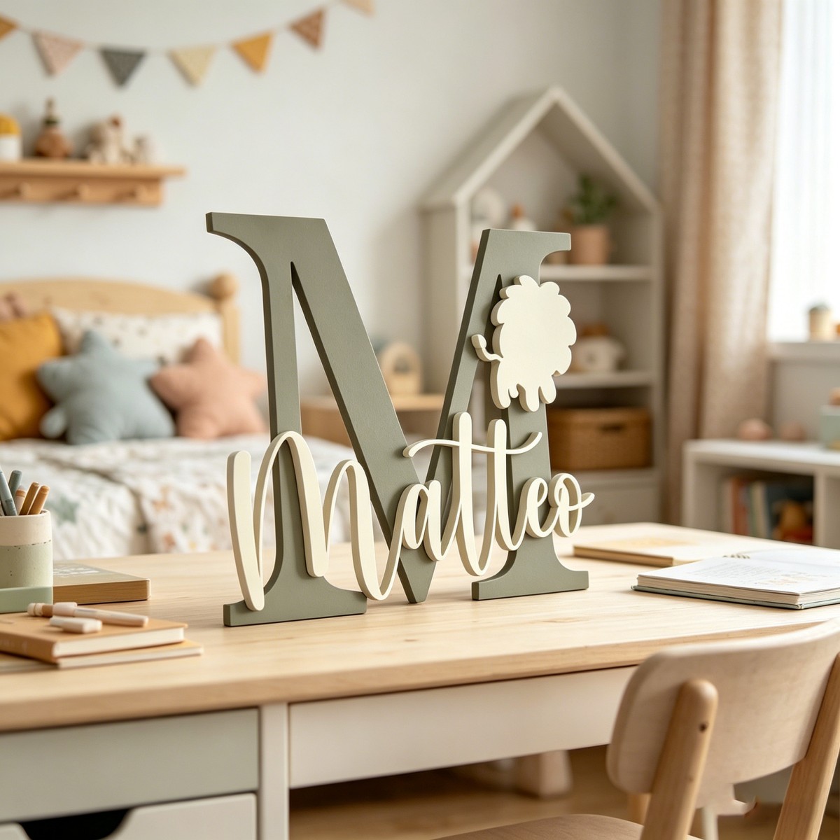 ป้ายชื่อไม้สลักชื่อและอักษรย่อ - Baby Nursery บทวิจารณ์และราคา