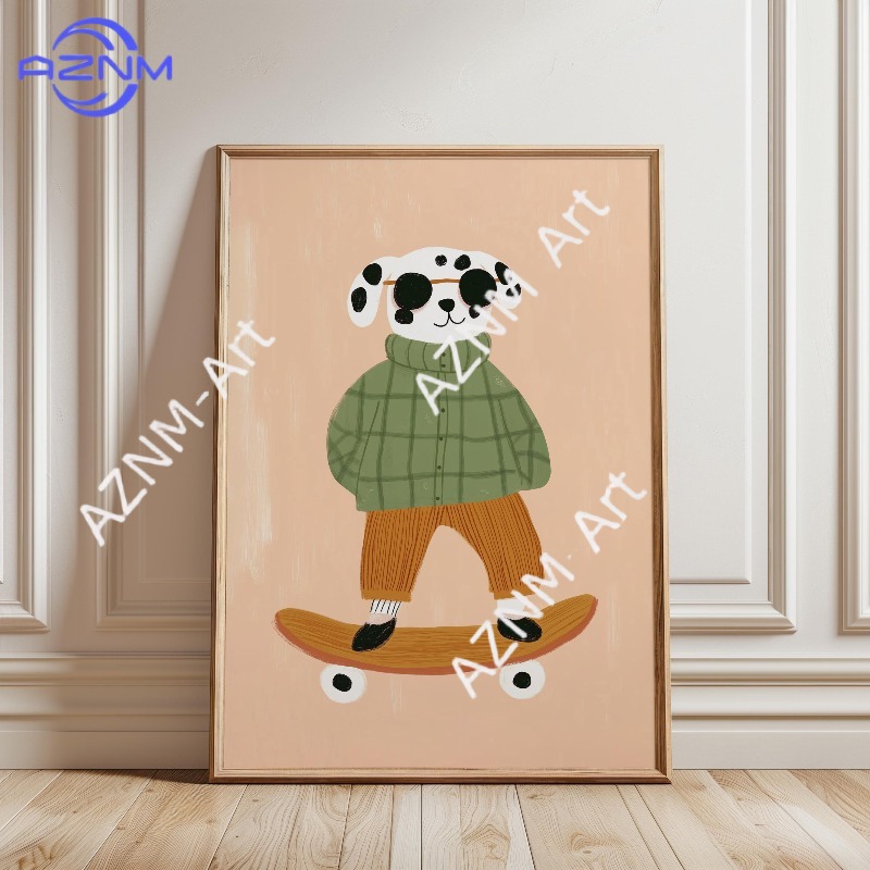 โปสเตอร์สัตว์ตลกเล่นสเก็ตบอร์ด - Baby Nursery Animal Prints บทวิจารณ์และราคา