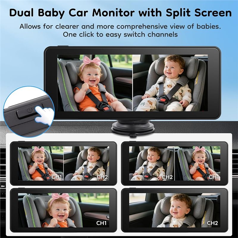 กล้องติดรถยนต์สำหรับเด็ก 2 คน  - Baby Monitor Split Screen บทวิจารณ์และราคา