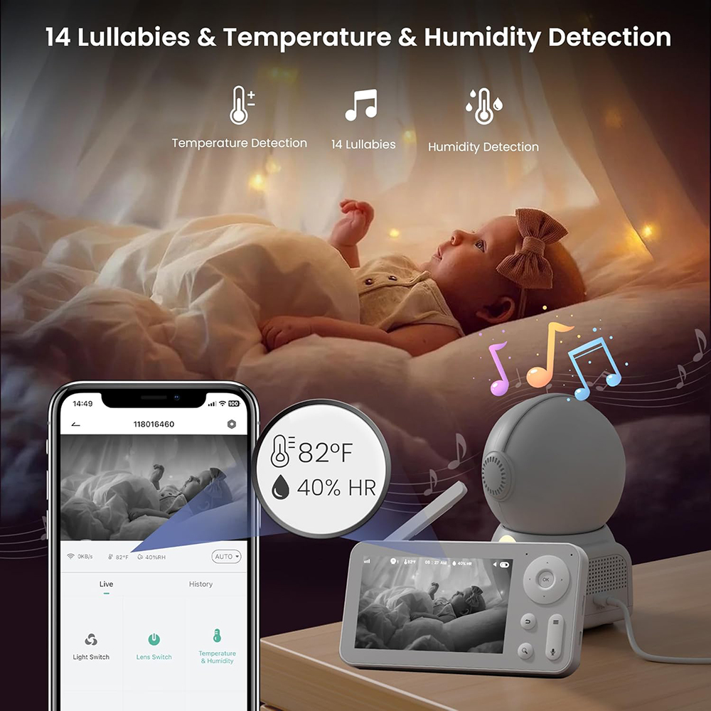 2K Baby Monitor พร้อม 2 กล้องแ - Wearable Baby Monitor บทวิจารณ์และราคา