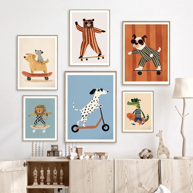โปสเตอร์สัตว์ตลกๆ 1 ชิ้น ไม่มี - Baby Nursery Animal Prints บทวิจารณ์และราคา