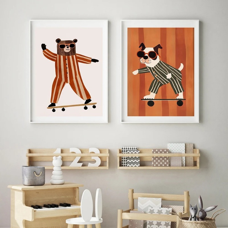 โปสเตอร์สัตว์ตลกๆ 1 ชิ้น ไม่มี - Baby Nursery Animal Prints บทวิจารณ์และราคา