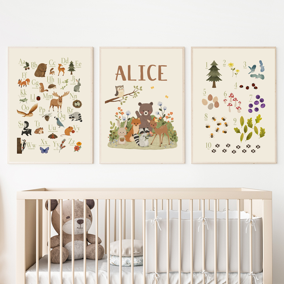 ภาพพิมพ์บนผ้าใบลายกระต่าย จิ้ง - Baby Nursery Animal Prints บทวิจารณ์และราคา