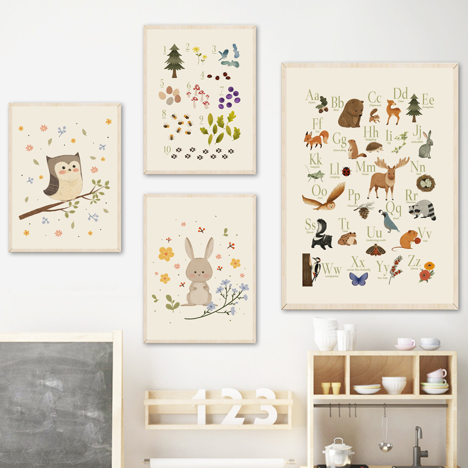 ภาพพิมพ์บนผ้าใบลายกระต่าย จิ้ง - Baby Nursery Animal Prints บทวิจารณ์และราคา